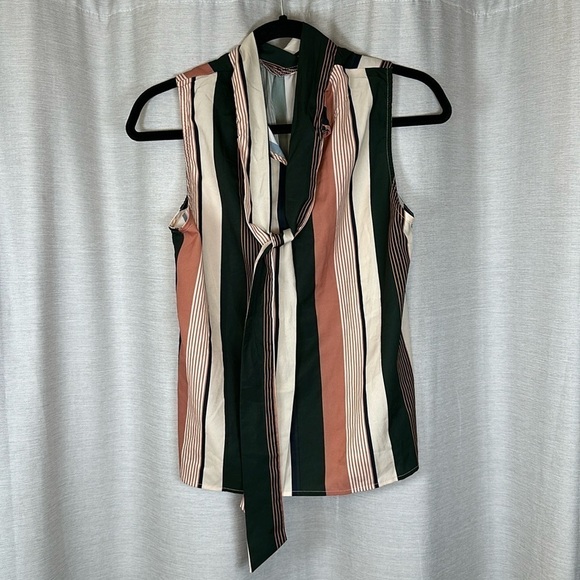 Stripe sleveless blouse with tie (OS) - Picture 1 of 6
